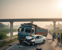 मुज़फ्फरनगर में दिल्ली-पौड़ी हाईवे पर ट्रक ने कार को रौंदा, 3 की मौत; बिजनौर लौट रहे परिवार पर टूटा कहर