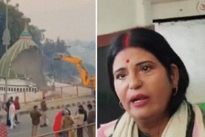 देवरिया में मजार ध्वस्त होते देख रोई हिंदू महिला: बोलीं– “यहीं की मन्नत से बेटा हुआ”