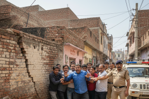 जल निगम की लापरवाही पर फूटा जनता का गुस्सा, शाहवाड़ा में मकानों में आई दरारें, जेई को घंटों बनाया बंधक