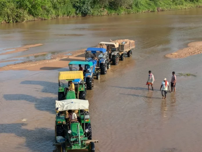 Illegal excavation of sand